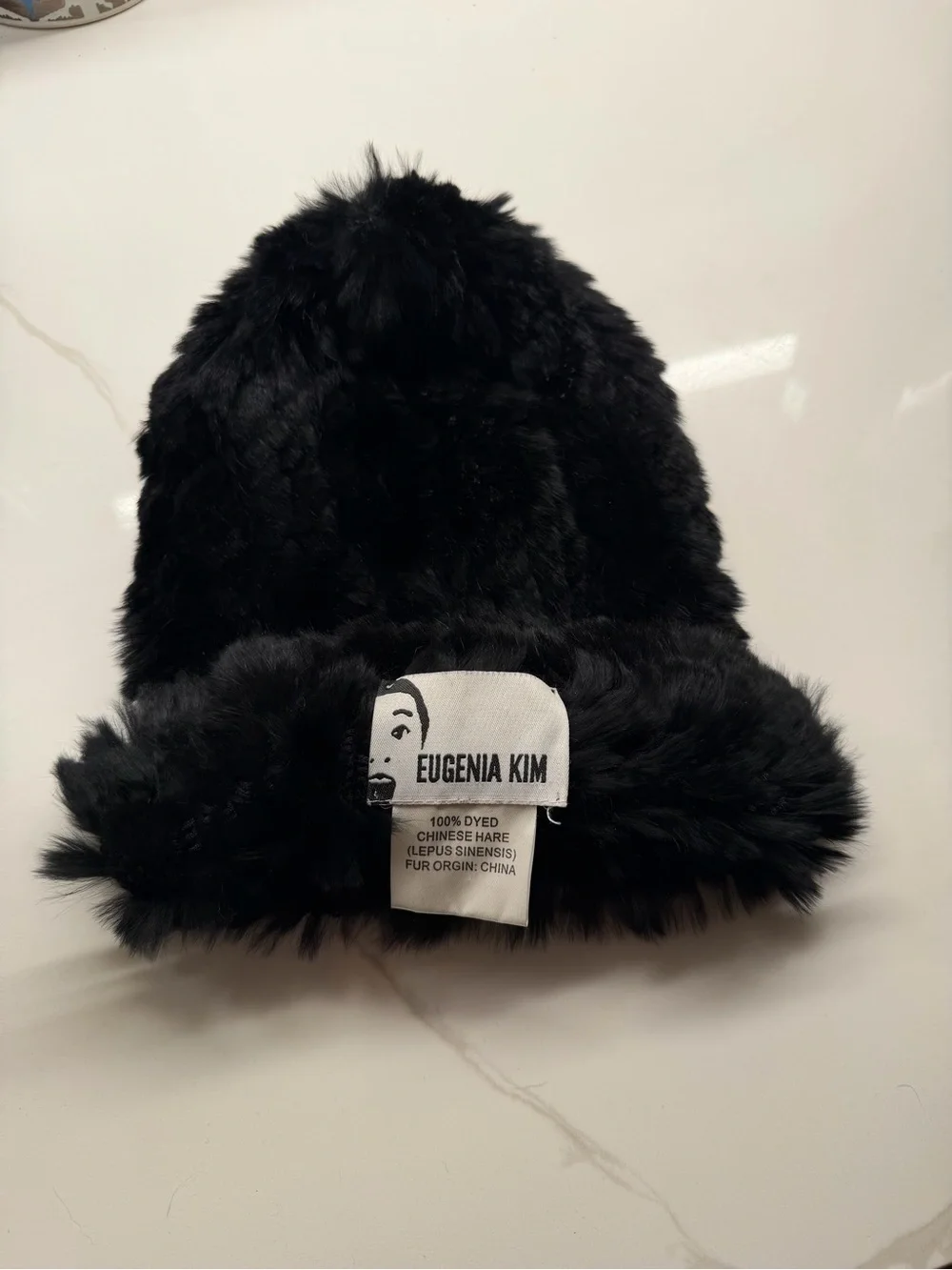 Eugenia Kim Black Chinese Hare fur beanie